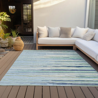Piper Looms Chantille Stripes ACN996 Sky Machine Washable Area Rug Outdoor Lifestyle Image Feature