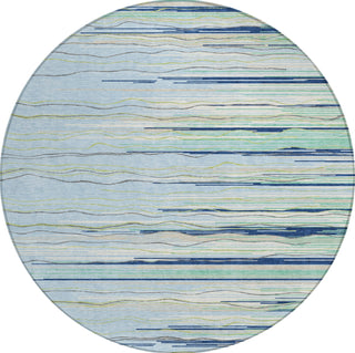 Piper Looms Chantille Stripes ACN996 Sky Machine Washable Area Rug Round Main Image