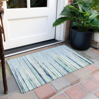 Piper Looms Chantille Stripes ACN996 Sky Machine Washable Area Rug Scatter Outdoor Lifestyle Image Feature