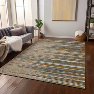 Piper Looms Chantille Stripes ACN996 Taupe Machine Washable Area Rug Lifestyle Image Feature