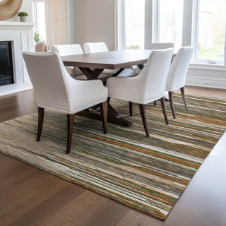 Piper Looms Chantille Stripes ACN996 Taupe Machine Washable Area Rug Lifestyle Image Feature