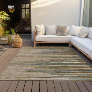 Piper Looms Chantille Stripes ACN996 Taupe Machine Washable Area Rug Outdoor Lifestyle Image Feature