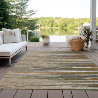 Piper Looms Chantille Stripes ACN996 Taupe Machine Washable Area Rug Outdoor Lifestyle Image Feature