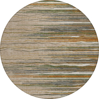 Piper Looms Chantille Stripes ACN996 Taupe Machine Washable Area Rug Round Main Image