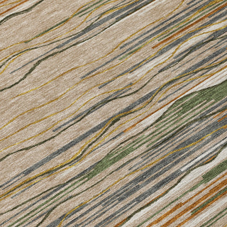 Piper Looms Chantille Stripes ACN996 Taupe Machine Washable Area Rug Swatch Image
