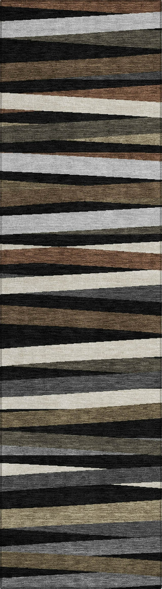 Piper Looms Chantille Stripes ACN997 Black Machine Washable Area Rug Runner Main Image