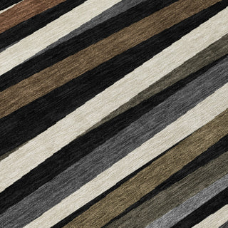 Piper Looms Chantille Stripes ACN997 Black Machine Washable Area Rug Swatch Image