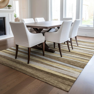 Piper Looms Chantille Stripes ACN997 Brown Machine Washable Area Rug Lifestyle Image Feature