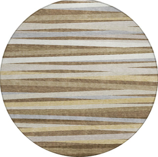 Piper Looms Chantille Stripes ACN997 Brown Machine Washable Area Rug Round Main Image