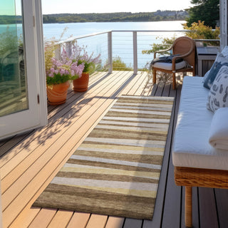 Piper Looms Chantille Stripes ACN997 Brown Machine Washable Area Rug Runner Outdoor Lifestyle Image Feature