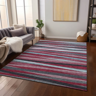 Piper Looms Chantille Stripes ACN997 Burgundy Machine Washable Area Rug Lifestyle Image Feature