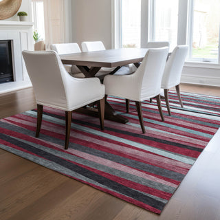 Piper Looms Chantille Stripes ACN997 Burgundy Machine Washable Area Rug Lifestyle Image Feature