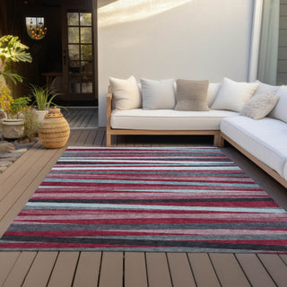 Piper Looms Chantille Stripes ACN997 Burgundy Machine Washable Area Rug Outdoor Lifestyle Image Feature