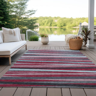 Piper Looms Chantille Stripes ACN997 Burgundy Machine Washable Area Rug Outdoor Lifestyle Image Feature