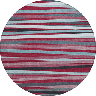 Piper Looms Chantille Stripes ACN997 Burgundy Machine Washable Area Rug Round Main Image