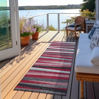Piper Looms Chantille Stripes ACN997 Burgundy Machine Washable Area Rug Runner Outdoor Lifestyle Image Feature