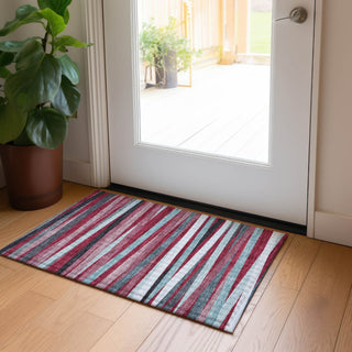 Piper Looms Chantille Stripes ACN997 Burgundy Machine Washable Area Rug Scatter Lifestyle Image Feature