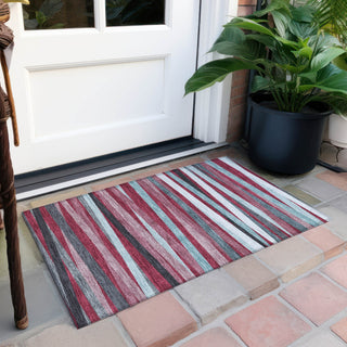 Piper Looms Chantille Stripes ACN997 Burgundy Machine Washable Area Rug Scatter Outdoor Lifestyle Image Feature