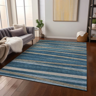 Piper Looms Chantille Stripes ACN997 Denim Machine Washable Area Rug Lifestyle Image Feature