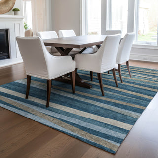 Piper Looms Chantille Stripes ACN997 Denim Machine Washable Area Rug Lifestyle Image Feature
