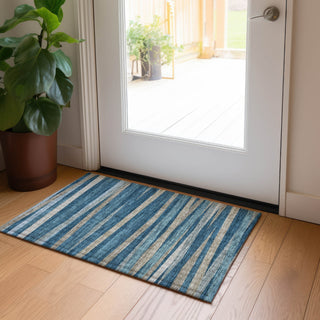 Piper Looms Chantille Stripes ACN997 Denim Machine Washable Area Rug Scatter Lifestyle Image Feature