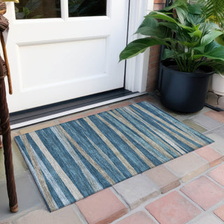 Piper Looms Chantille Stripes ACN997 Denim Machine Washable Area Rug Scatter Outdoor Lifestyle Image Feature