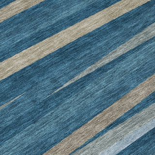 Piper Looms Chantille Stripes ACN997 Denim Machine Washable Area Rug Swatch Image
