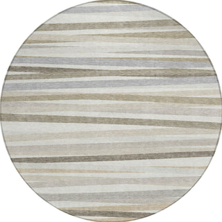 Piper Looms Chantille Stripes ACN997 Ivory Machine Washable Area Rug Round Main Image