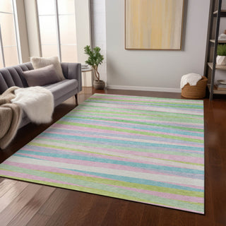 Piper Looms Chantille Stripes ACN997 Mint Machine Washable Area Rug Lifestyle Image Feature