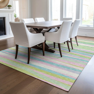 Piper Looms Chantille Stripes ACN997 Mint Machine Washable Area Rug Lifestyle Image Feature