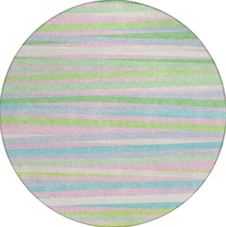 Piper Looms Chantille Stripes ACN997 Mint Machine Washable Area Rug Round Main Image