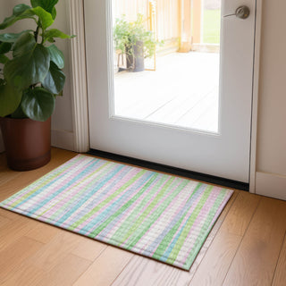 Piper Looms Chantille Stripes ACN997 Mint Machine Washable Area Rug Scatter Lifestyle Image Feature