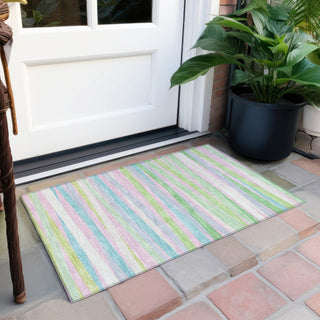 Piper Looms Chantille Stripes ACN997 Mint Machine Washable Area Rug Scatter Outdoor Lifestyle Image Feature