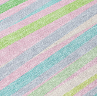 Piper Looms Chantille Stripes ACN997 Mint Machine Washable Area Rug Swatch Image