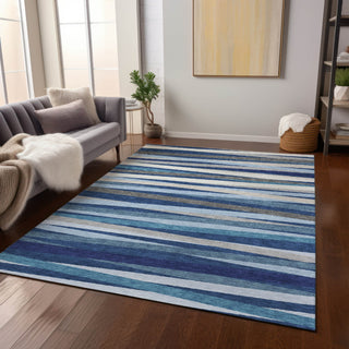 Piper Looms Chantille Stripes ACN997 Navy Machine Washable Area Rug Lifestyle Image Feature