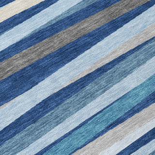 Piper Looms Chantille Stripes ACN997 Navy Machine Washable Area Rug Swatch Image