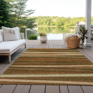 Piper Looms Chantille Stripes ACN997 Paprika Machine Washable Area Rug Outdoor Lifestyle Image Feature