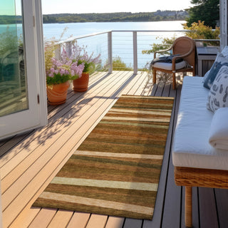 Piper Looms Chantille Stripes ACN997 Paprika Machine Washable Area Rug Runner Outdoor Lifestyle Image Feature