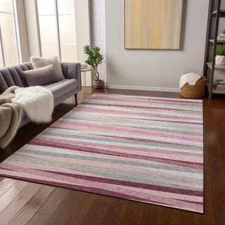 Piper Looms Chantille Stripes ACN997 Pink Machine Washable Area Rug Lifestyle Image Feature