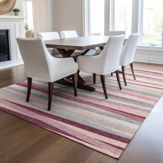 Piper Looms Chantille Stripes ACN997 Pink Machine Washable Area Rug Lifestyle Image Feature