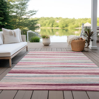 Piper Looms Chantille Stripes ACN997 Pink Machine Washable Area Rug Outdoor Lifestyle Image Feature