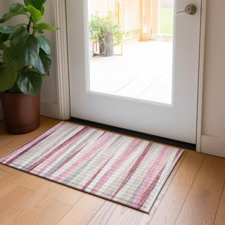Piper Looms Chantille Stripes ACN997 Pink Machine Washable Area Rug Scatter Lifestyle Image Feature