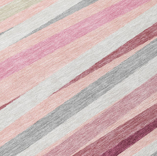Piper Looms Chantille Stripes ACN997 Pink Machine Washable Area Rug Swatch Image