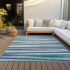 Piper Looms Chantille Stripes ACN997 Teal Machine Washable Area Rug Outdoor Lifestyle Image Feature