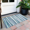 Piper Looms Chantille Stripes ACN997 Teal Machine Washable Area Rug Scatter Outdoor Lifestyle Image Feature