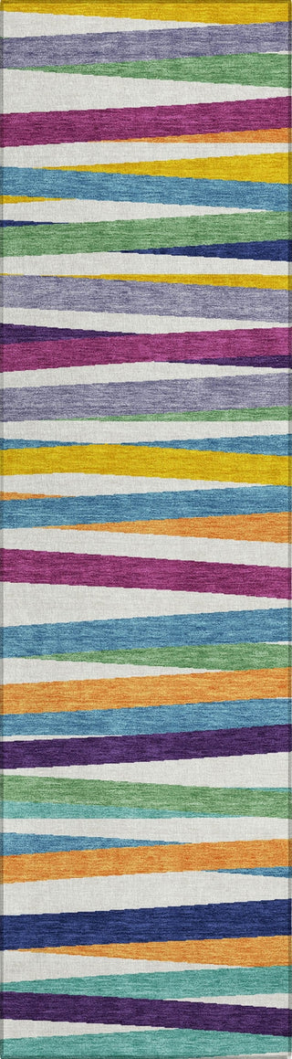 Piper Looms Chantille Stripes ACN997 White Machine Washable Area Rug Runner Main Image