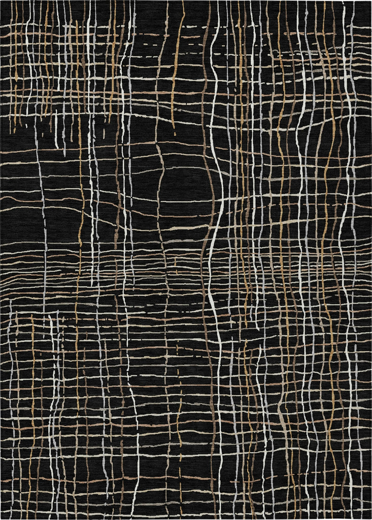 Piper Looms Chantille Stripes ACN998 Black Machine Washable Area Rug main image