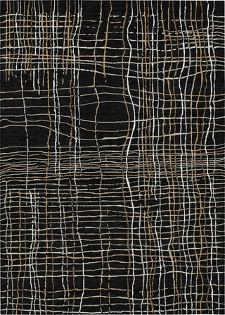 Piper Looms Chantille Stripes ACN998 Black Machine Washable Area Rug main image