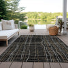 Piper Looms Chantille Stripes ACN998 Black Machine Washable Area Rug Outdoor Lifestyle Image Feature