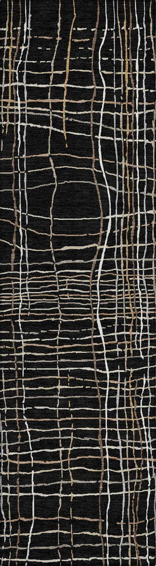 Piper Looms Chantille Stripes ACN998 Black Machine Washable Area Rug Runner Main Image